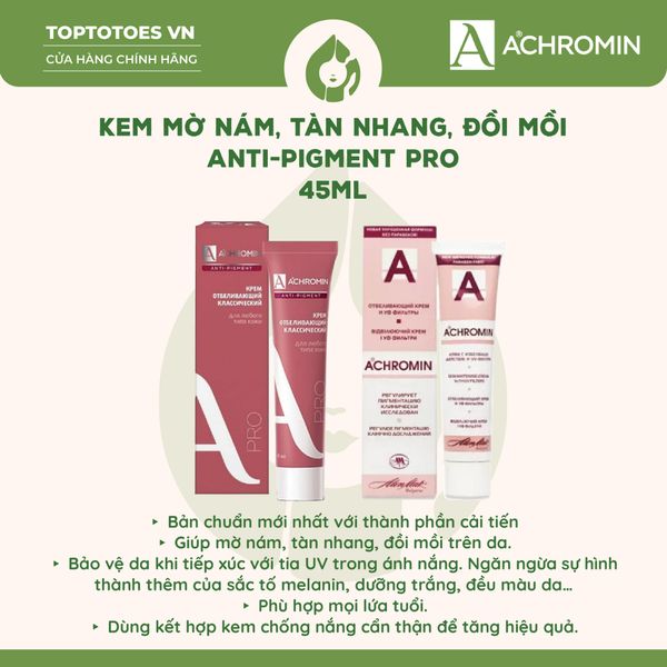 Kem nám Achromin Antipigment Pro mờ nám, tàn nhang, đồi mồi