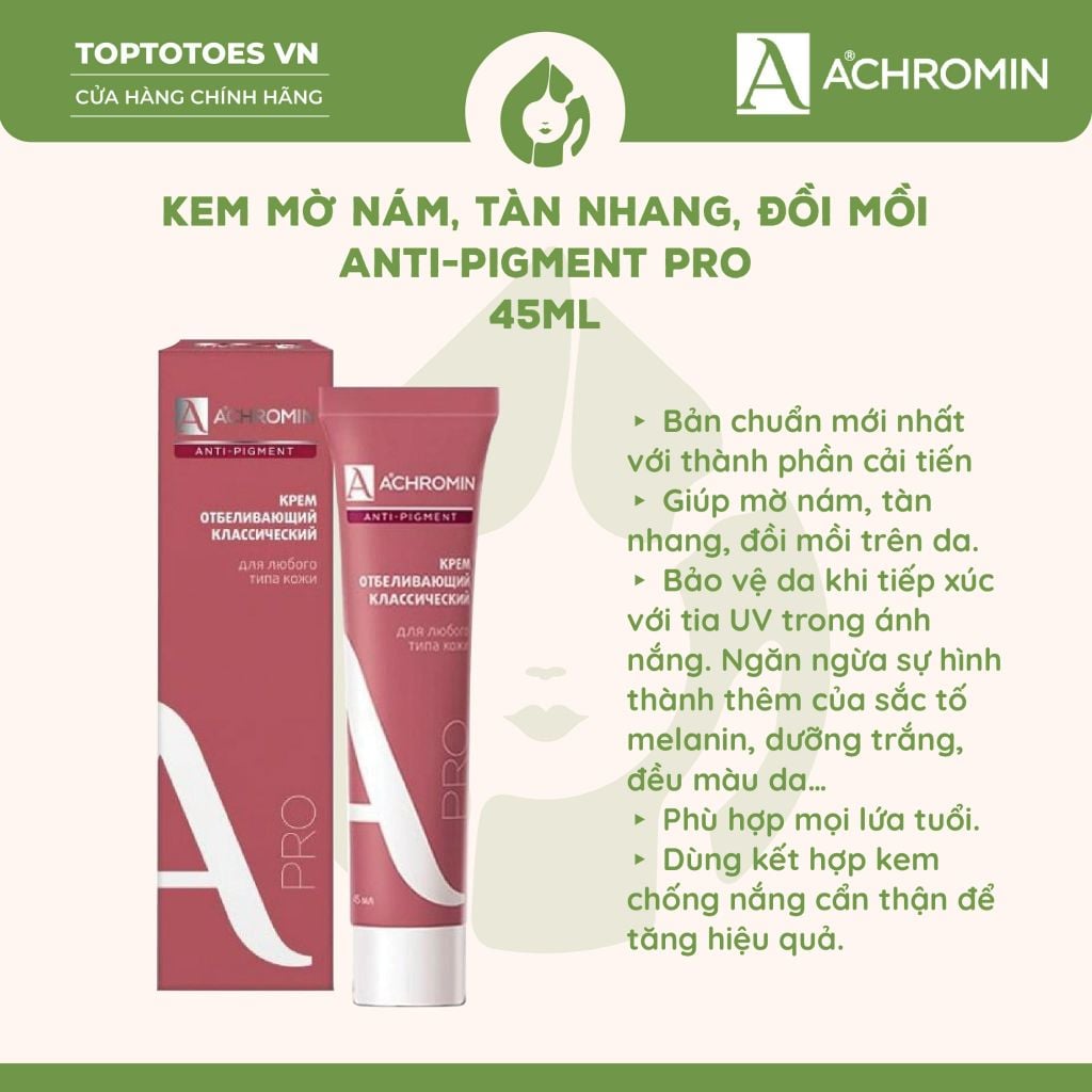 Kem nám Achromin Antipigment Pro mờ nám, tàn nhang, đồi mồi
