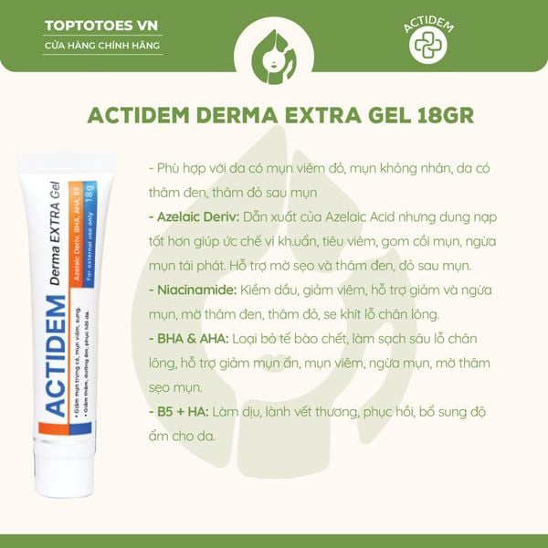 Gel giảm mụn Actidem Derma EXTRA Gel 18g