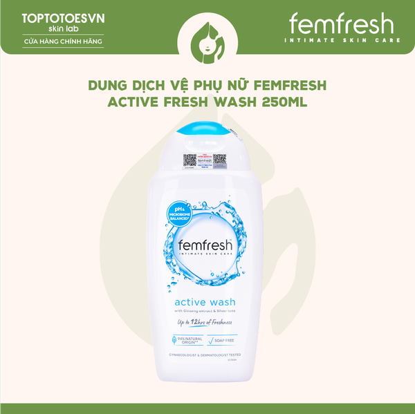 Dung dịch vệ phụ nữ Femfresh Active Fresh Wash 250ml (Chai màu xanh dương)