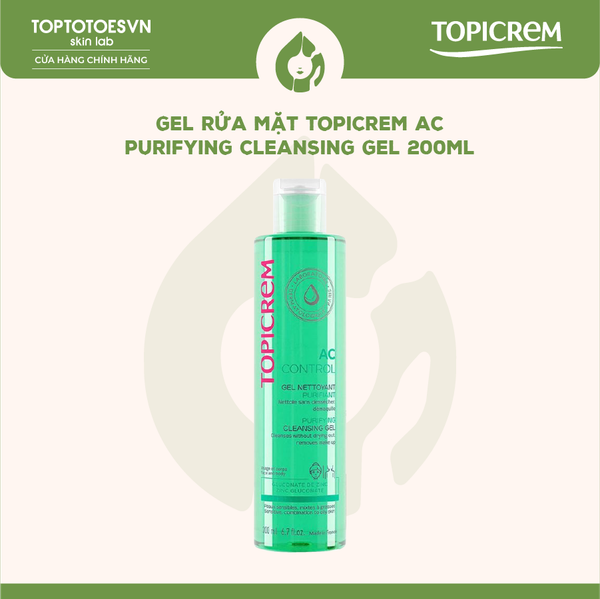 Gel rửa mặt Topicrem AC Purifying Cleansing Gel 200ml (Xanh lá)