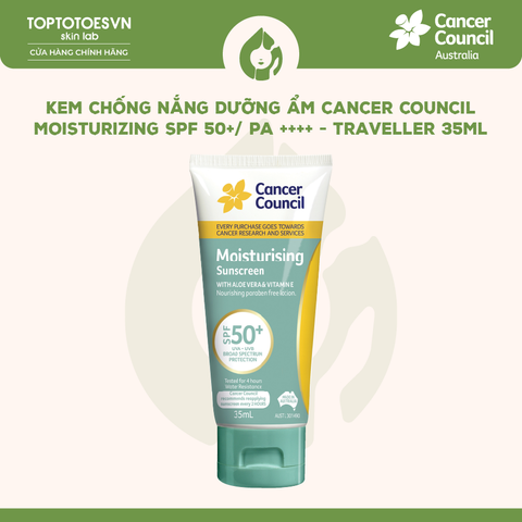 Kem chống nắng Dưỡng ẩm Cancer Council Moisturizing SPF 50+/ PA ++++ - Traveller 35ml