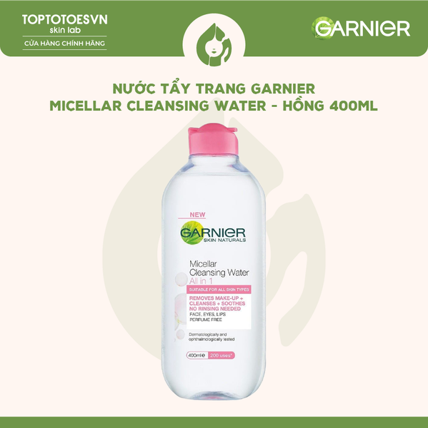 Nước tẩy trang Garnier Micellar Cleansing Water - Hồng 400ml