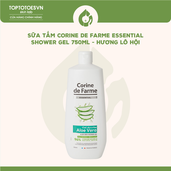 Sữa tắm Corine de Farme Essential Shower Gel 750ml - Hương lô hội
