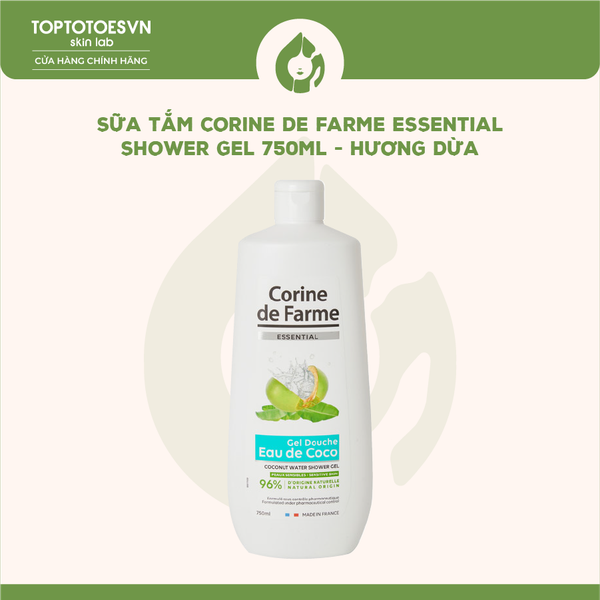 Sữa tắm Corine de Farme Essential Shower Gel 750ml - Hương dừa