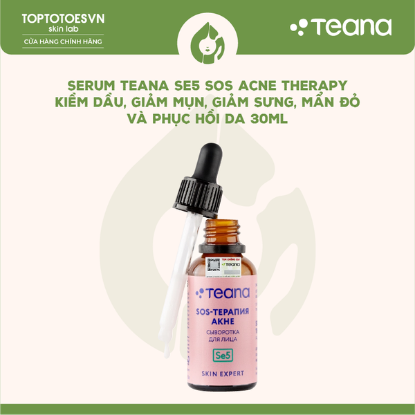 Serum Teana SE5 SOS Acne Therapy kiềm dầu, giảm mụn, giảm sưng, mẩn đỏ và phục hồi da 30ml