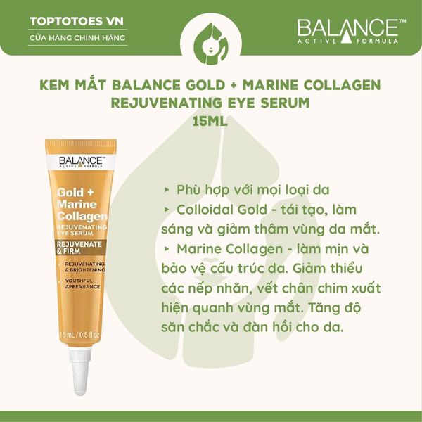 Kem mắt Balance Gold + Marine Collagen Rejuvenating Eye Serum 15ml