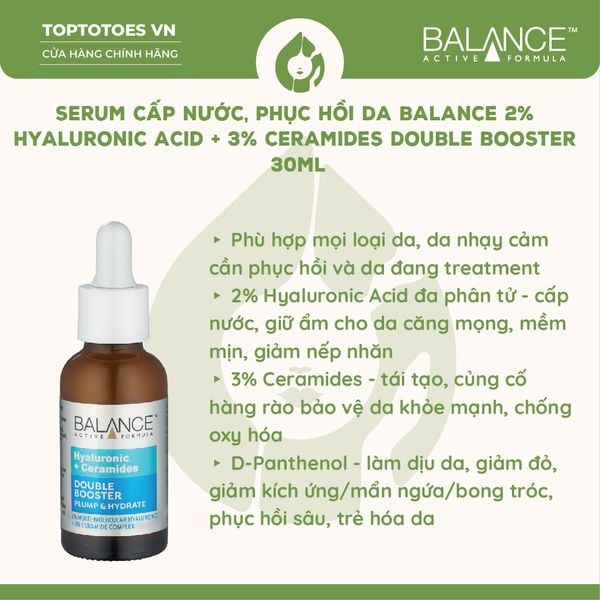 Serum Balance 2% Hyaluronic Acid + 3% Ceramides Double Booster 30ml