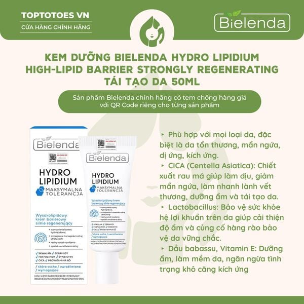 Kem dưỡng Bielenda Hydro Lipidium - Strongly Regenerating 50ml