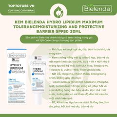 Kem chống nắng dưỡng ẩm giúp làm dịu da nhạy cảm BIELENDA HYDROLIPIDUM MAXIMUM TOLERANCE MOISTURIZING AND PROTECTIVE BARRIER CREAM SPF50 - 30ML
