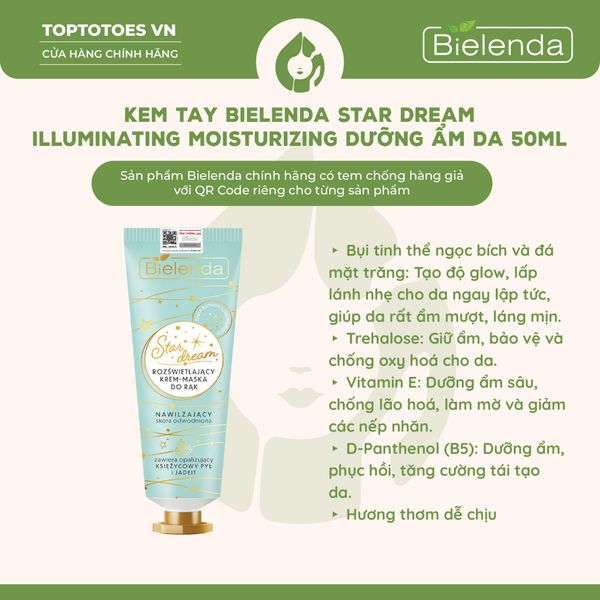 Kem tay Bielenda Star Dream 50ml - Moisturizing (màu xanh)