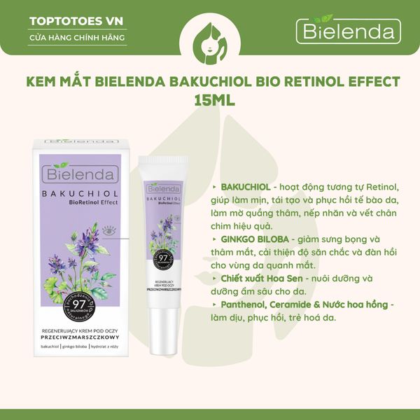 Kem mắt Bielenda Bakuchiol Bio Retinol Effect 15ml