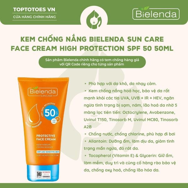 Kem chống nắng Bielenda Sun Care High Protection SPF 50 50ml