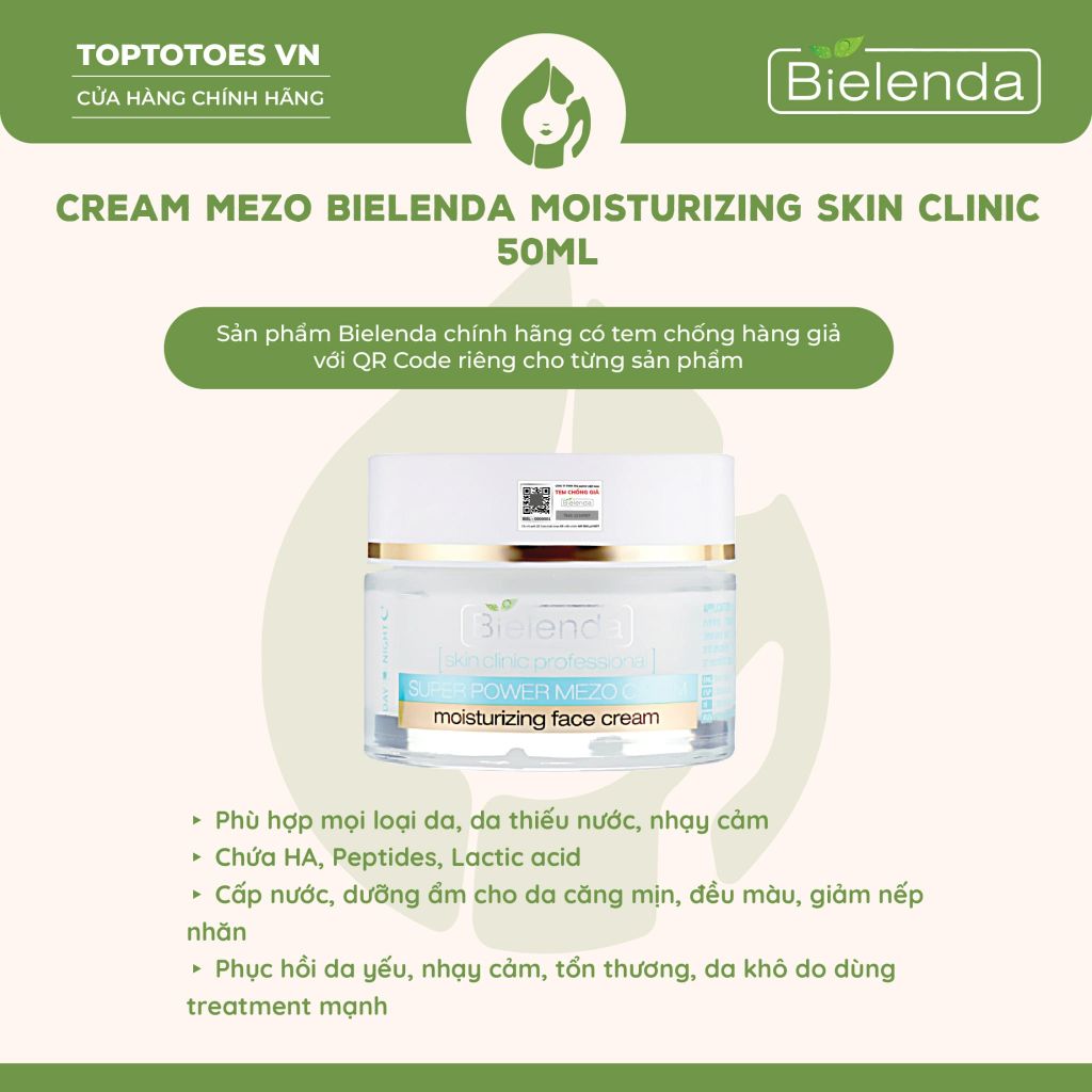 Kem dưỡng Bielenda Super Power Mezo Skin Clinic Moisturizing/ Correcting