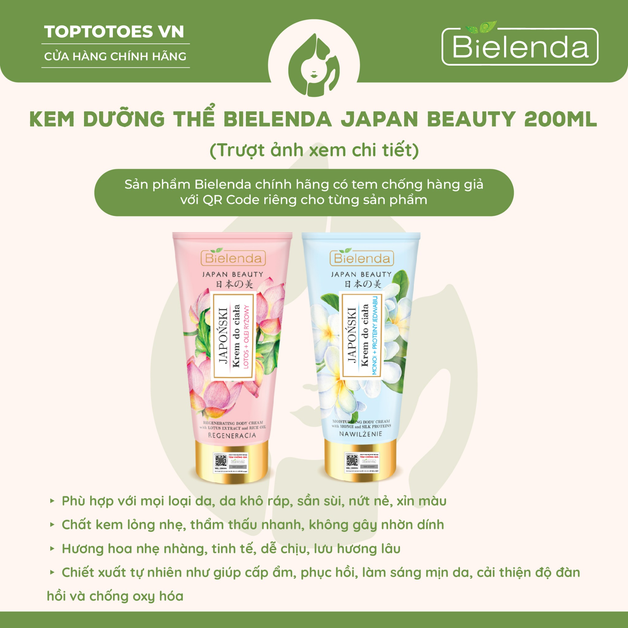 Kem dưỡng thể Bielenda JAPAN BEAUTY Japanese Body Cream