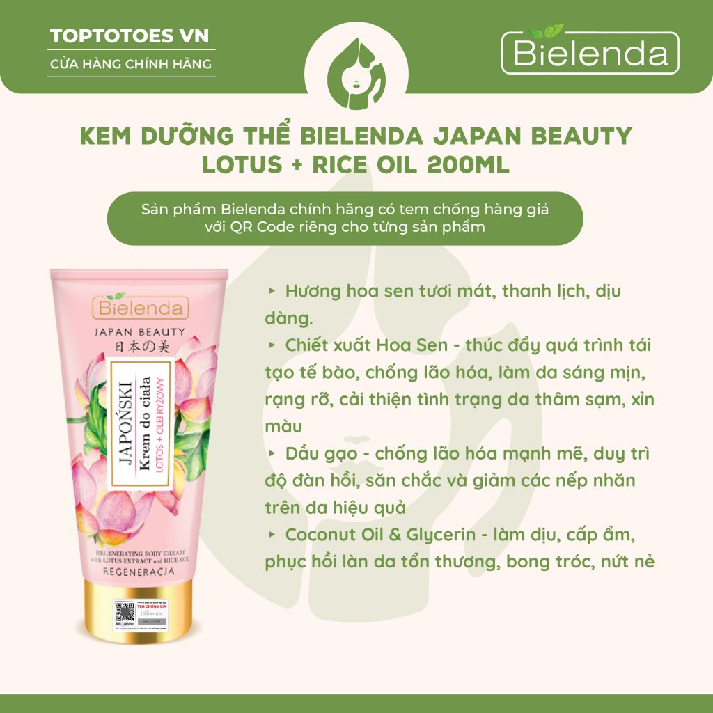 Kem dưỡng thể Bielenda JAPAN BEAUTY Japanese Body Cream