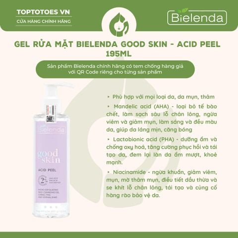 Gel rửa mặt Bielenda Good Skin - Acid Peel Micro-Exfoliating 195ml