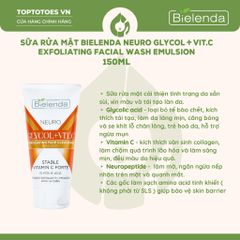Sữa rửa mặt làm sạch sâu hỗ trợ làm sạch da chết bề mặt giúp dưỡng sáng da BIELENDA NEURO GLICOL + VIT. C EXFOLIATING FACE CLEANSER 150 ML