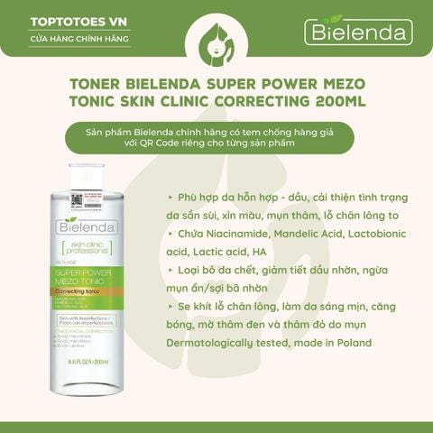 Toner Bielenda Super Power Mezo Skin Clinic Moisturizing/ Correcting