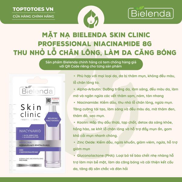 Mặt nạ Bielenda Skin Clinic Professional Niacinamide 8g
