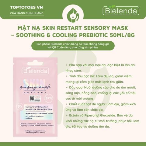 Mặt nạ Bielenda Skin Restart Sensory - Soothing & Cooling Prebiotic 8g