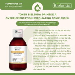Toner giúp da căng bóng, sáng mịn, hỗ trợ cải thiện tình trạng da thâm sạm BIELENDA DR MEDICA OVERPIGMENTATION EXFOLIATING TONIC, 250 ML