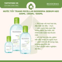 Nước tẩy trang Bioderma Micellar Sebium H2O (Xanh lá)