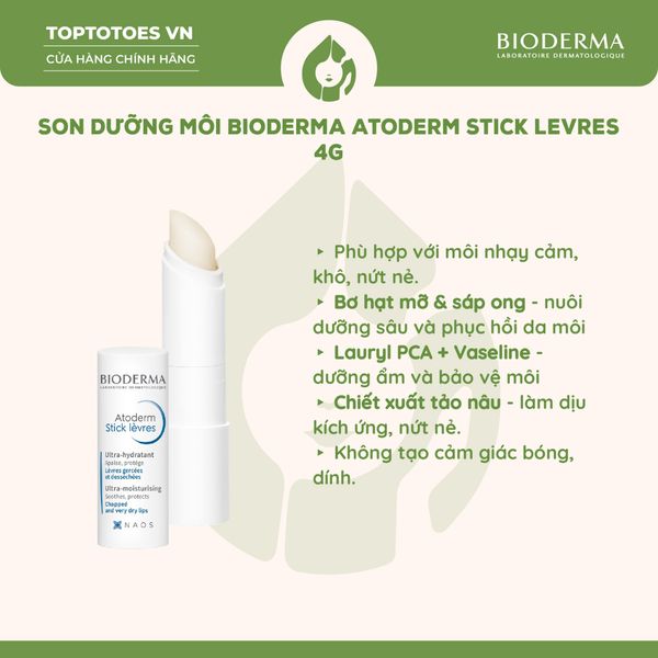 Son dưỡng môi Bioderma Atoderm Stick Levres 4g