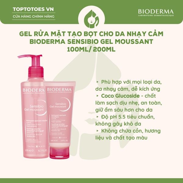 Gel rửa mặt Bioderma Sensibio Gel Moussant (Hồng)