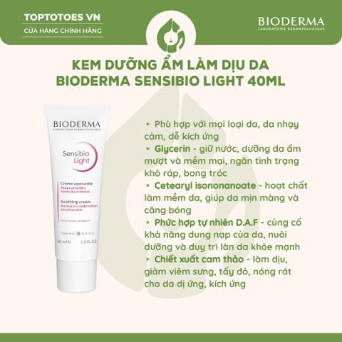 Kem dưỡng Bioderma Sensibio Light 40ml