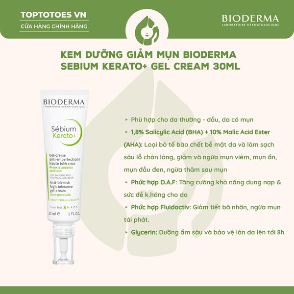 Kem dưỡng Bioderma Sebium Kerato+ Gel-cream 30ml