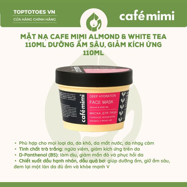 Mặt nạ Cafe Mimi Face Mask 110ml -  Almond & white tea (Dưỡng ẩm sâu)