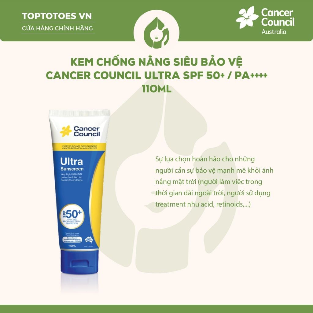 Kem chống nắng Siêu bảo vệ Cancer Council Ultra SPF 50+/ PA ++++