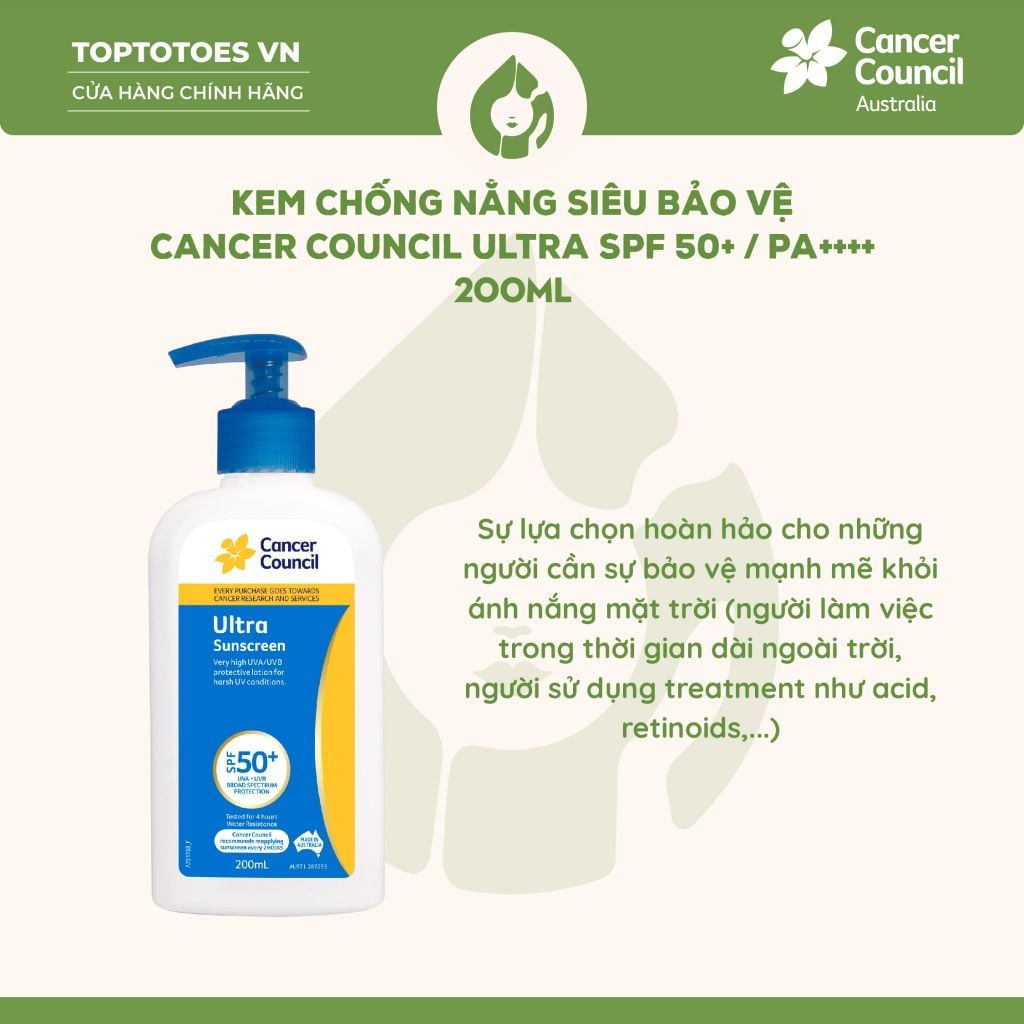 Kem chống nắng Siêu bảo vệ Cancer Council Ultra SPF 50+/ PA ++++