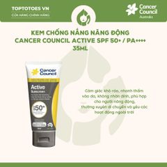Kem chống nắng Năng động Cancer Council Active SPF 50+/ PA ++++