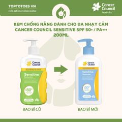 Kem chống nắng dành cho Da nhạy cảm Cancer Council Sensitive SPF 50+/ PA +++
