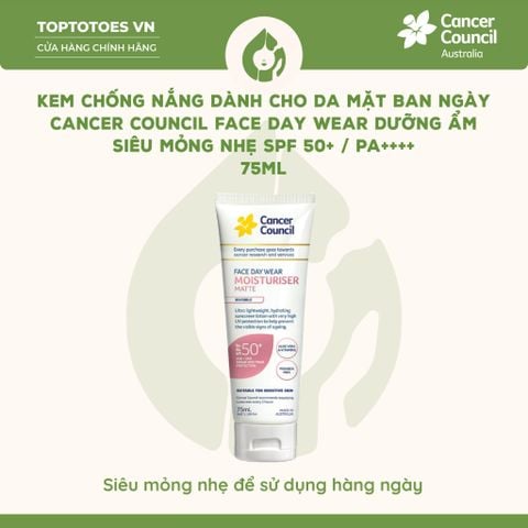 Kem chống nắng Cancer Council Face Day Wear Invisible SPF 50+/ PA ++++ 75ml - Hồng 75ml