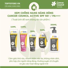 Kem chống nắng Năng động Cancer Council Active SPF 50+/ PA ++++