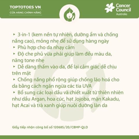 Kem nền chống nắng BB Cream Cancer Council SPF 50+/ PA ++++