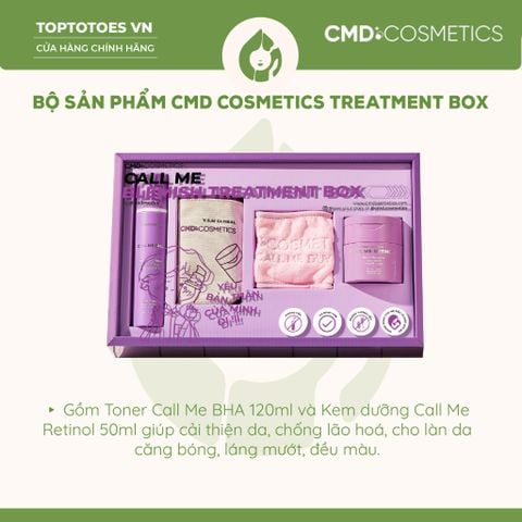 Bộ sản phẩm CMD Cosmetics Treatment Box Toner Call Me BHA & Kem dưỡng Call Me Retinol