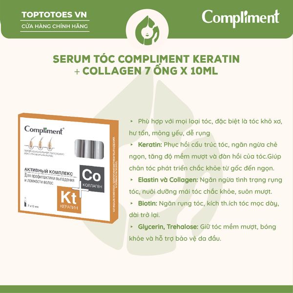 Serum tóc Compliment Keratin+ Collagen 7 ông x 10ml