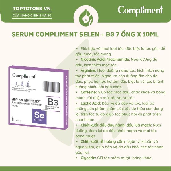 Serum tóc Compliment Selen+ B3 7 ông x 10ml