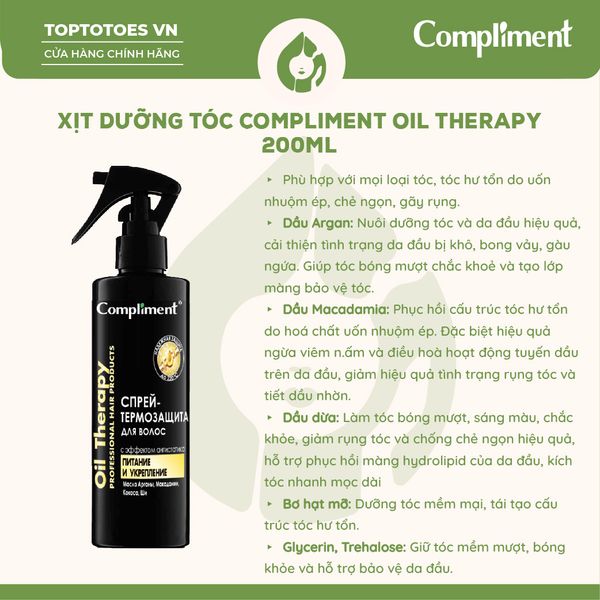 Xịt dưỡng tóc Compliment Oil Therapy 200ml