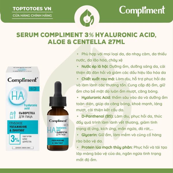 Serum Compliment 3% Hyaluronic acid, Aloe & Centella 27ml