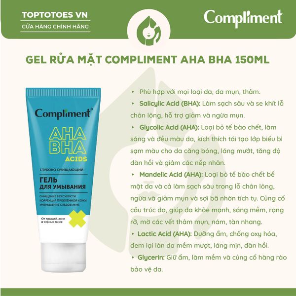 Gel rửa mặt Compliment AHA BHA 150ml