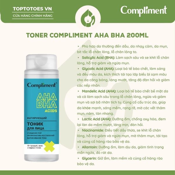 Toner Compliment AHA BHA 200ml