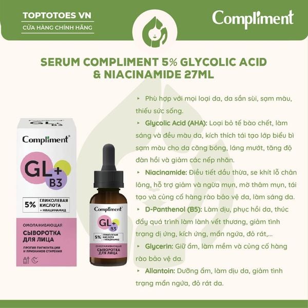 Serum Compliment 5% Glycolic Acid & Niacinamide 27ml