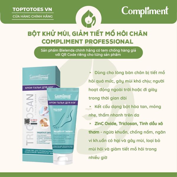 Bột khử mùi, giảm tiết mồ hôi Compliment Professional 80ml