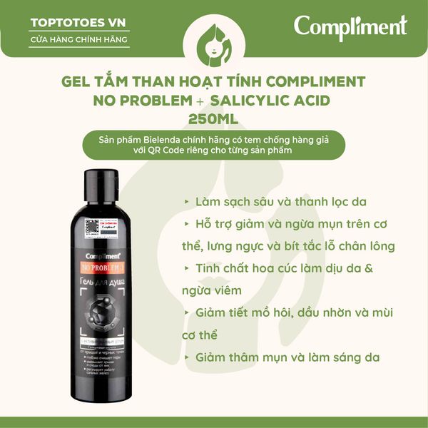Gel tắm than hoạt tính Compliment No problem + Salicylic Acid