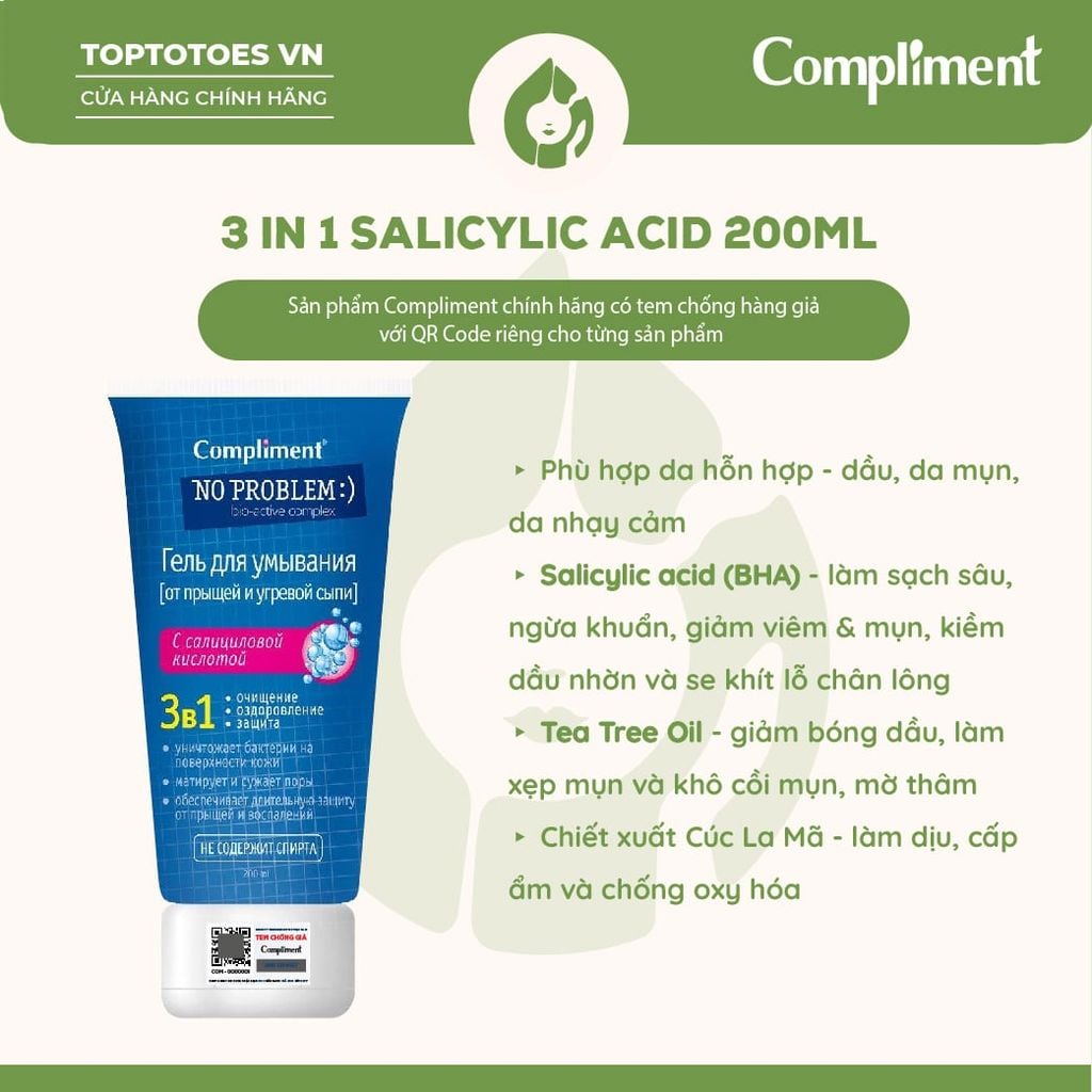 Gel rửa mặt Compliment No Problem